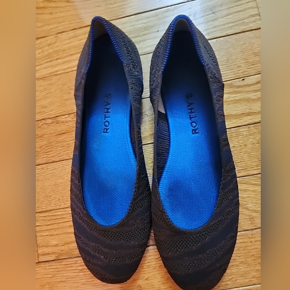 Rothy's Saphire Brown/ Blue Zebra Print Women's Flat Shoes - Picture 2 of 8